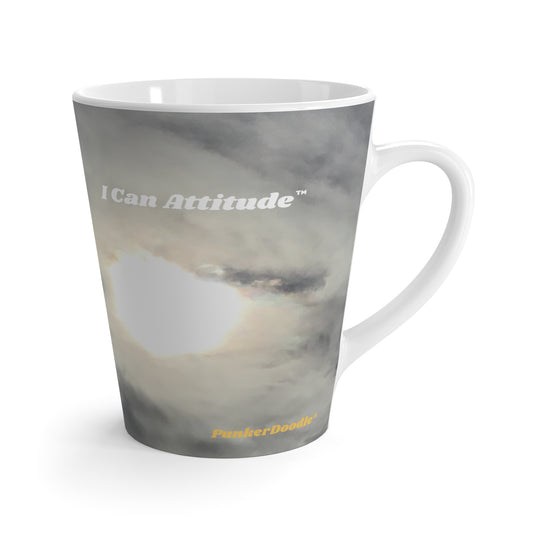 Mug with 'I Can Attitude' text and PunkerDoodle® logo on a sky background